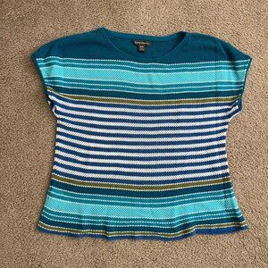 TOMMY BAHAMA Women's Knit Top - Blue/Teal/White Stripes - M